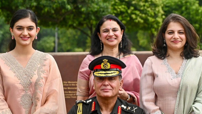 Dhiraj Seth with his wife and two daughters