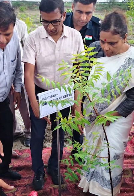 Dr. Archana Gupta while planting a sapling