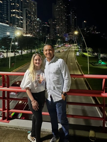 Iván Barton during a trip with his wife