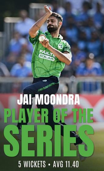 Jai Moondra's poster after winning Player of the Series award