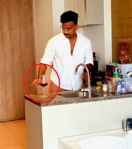 Kapil Dinkar while enjoying a glass of wine