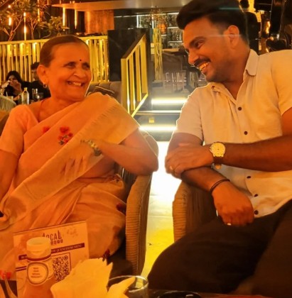 Kapil Dinkar with his mother