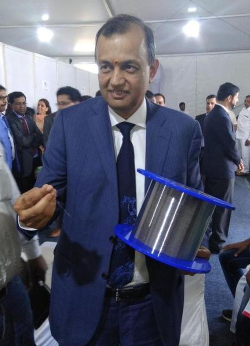Mahendra Nahata while demonstrating a product