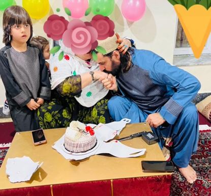 Shapoor Zadran with his mother