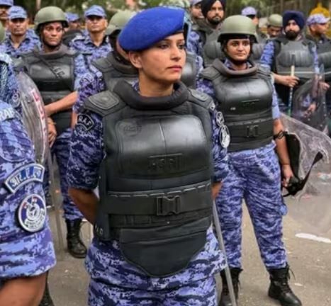 Sonia Sehrawat, when she was deployed at Jantar Mantar, New Delhi during the Chalo Sansad protest (20 July 2026) led by Cockroach Janata Party