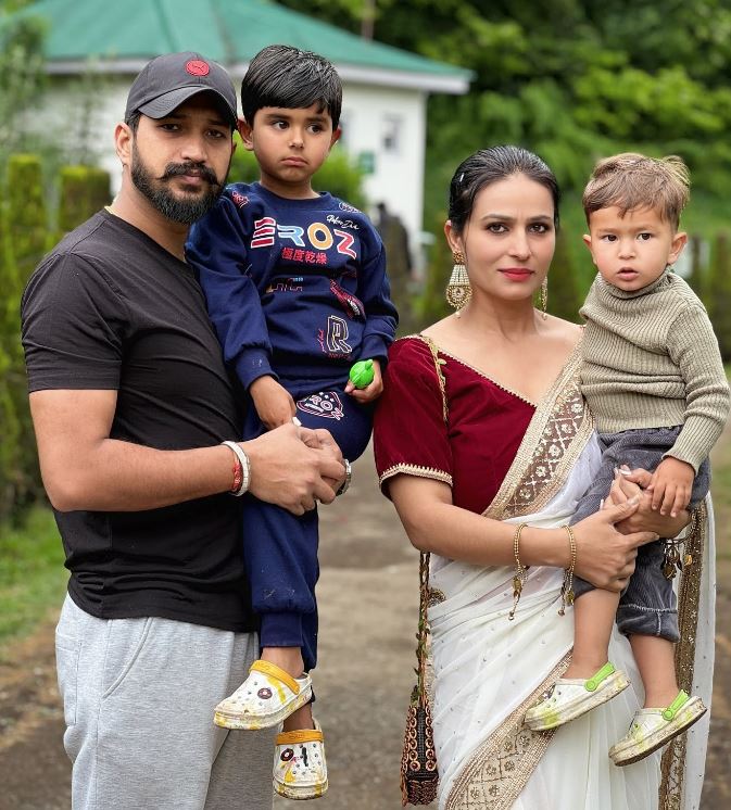 Sonia Sehrawat with her husband and children