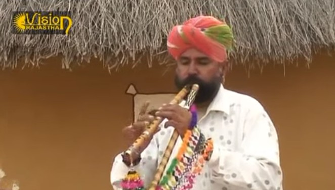 Taga Ram Bheel while performing at a regional TV network