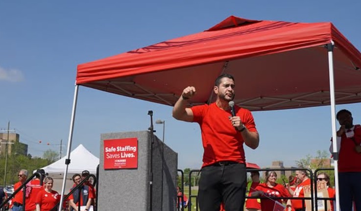Abdul El-Sayed speaking during a political rally