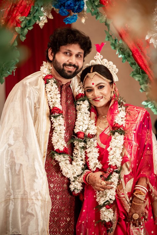 Amartya Bhattacharyya and Priyanka Ghosh Roy on their wedding day