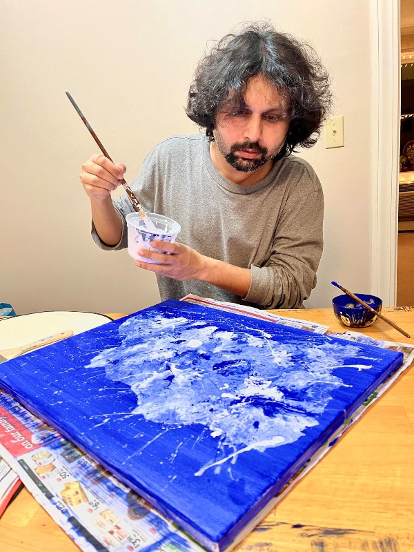Amartya Bhattacharyya while painting