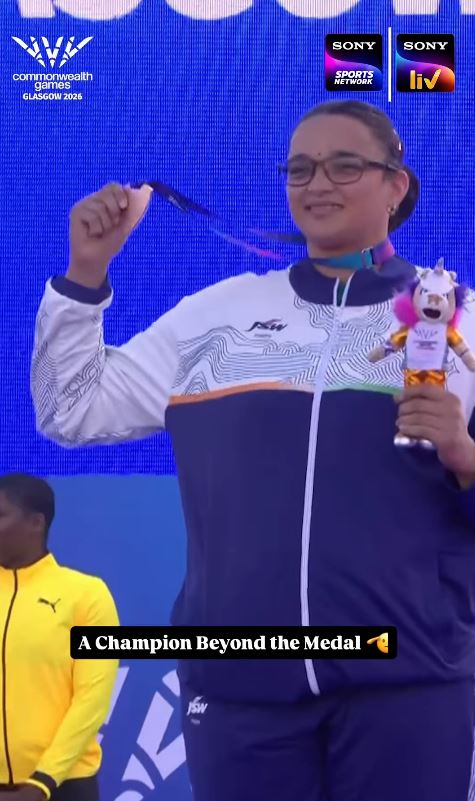Seema Kaliramna, showing her medal, which she won at the Commonwealth Games 2026
