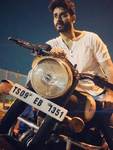 Teja Kalvakota posing with his Royal Enfield