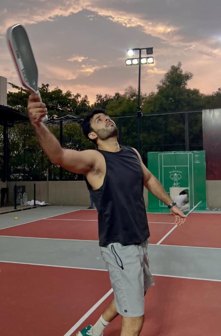 Teja Kalvakota while playing pickle ball