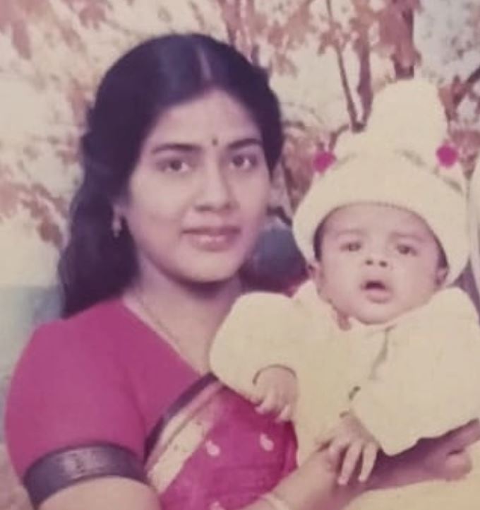 A childhood picture of Rishikanth with his mother
