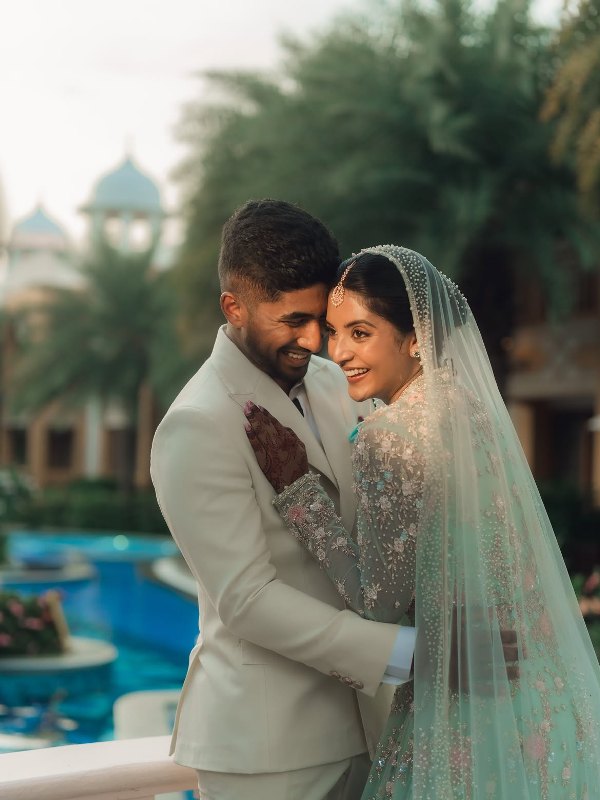 A picture from Nivedhithaa Sathish and Suhaib Mohammed's engagement ceremony