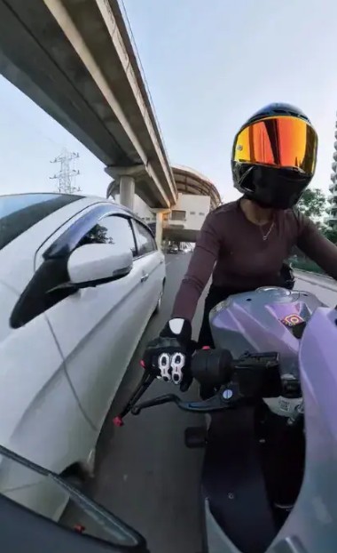 A picture from the video when the car hit the biker
