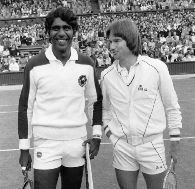 A picture of Vijay Amritraj (left) from 1981 Wimbledon quarter-finals