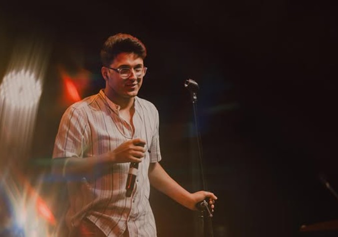 Aditya Rikhari while performing a stage show