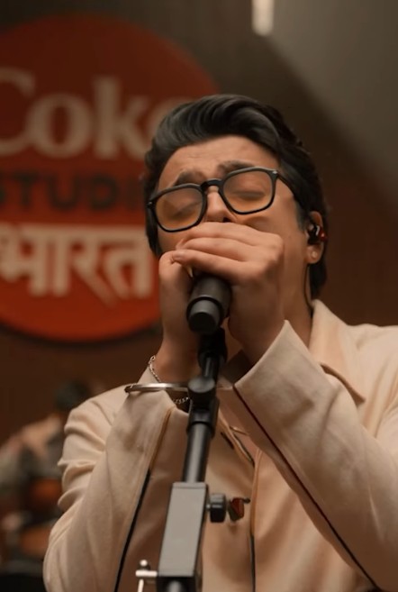 Aditya Rikhari while singing at Coke Studio India
