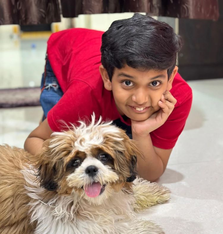 Arundev Pothula with his dog
