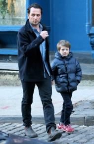 Matthew Rhys with his son