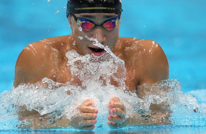 Shin Ohashi during a swimming championship