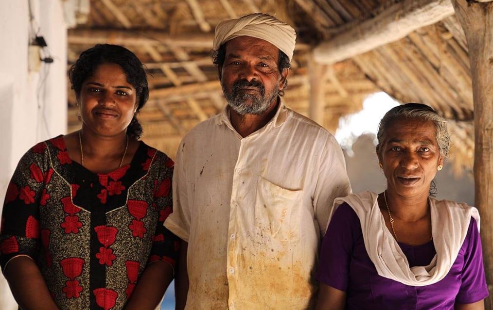 Cheruvayal Raman with his wife and one of his daughters