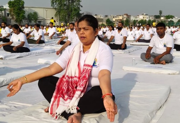 Shruti Gangwar while practising yoga